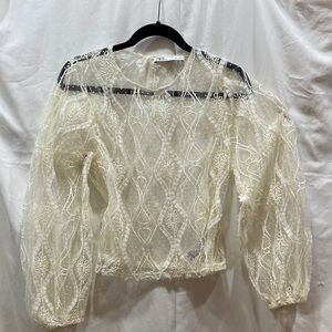 Zara Ivory Lace Blouse